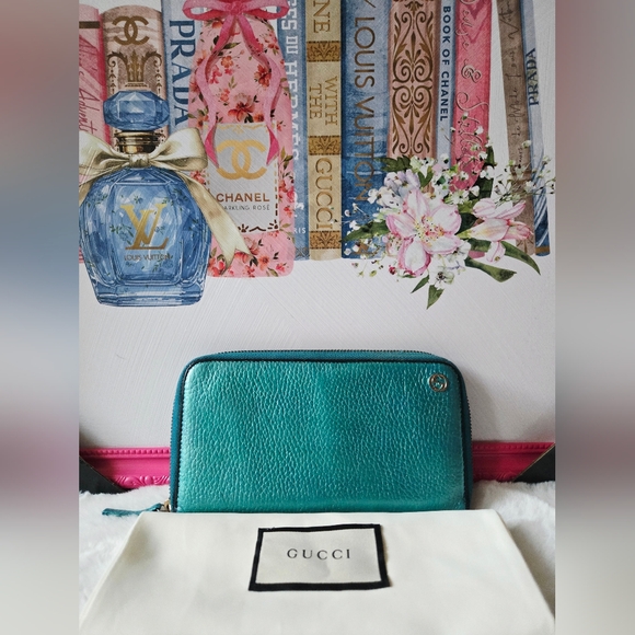 Gucci Teal Leather Wallet - Picture 2 of 16
